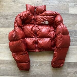 The North Face Red Crop Nuptse Down Jacket